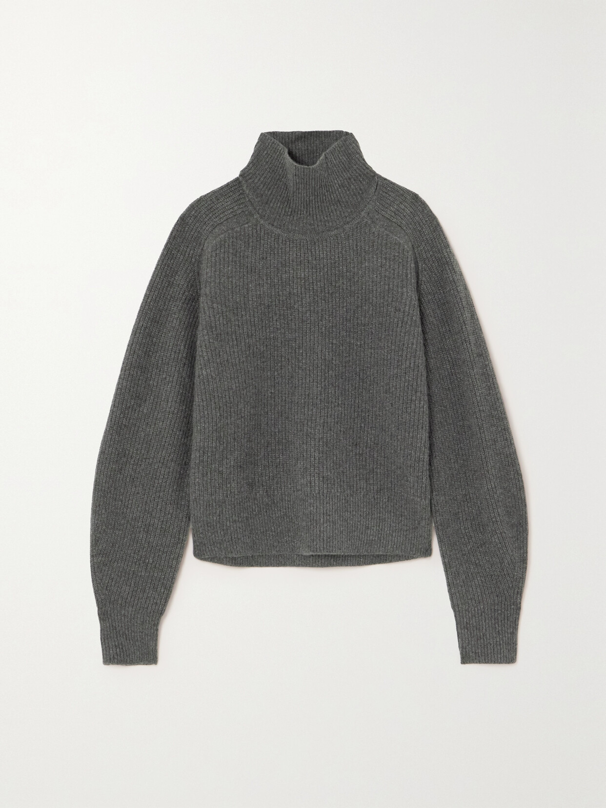 Guest In Residence Ribbed Cashmere Turtleneck Sweater In Gray