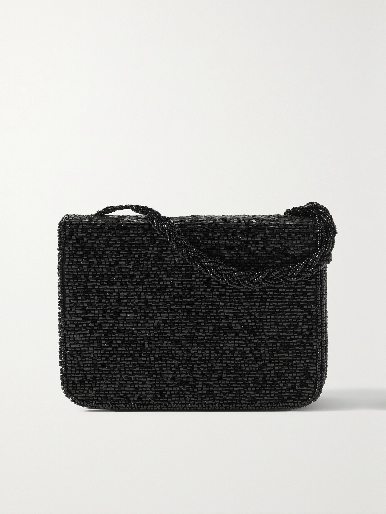 STAUD - Carmen Beaded Satin Tote - Black