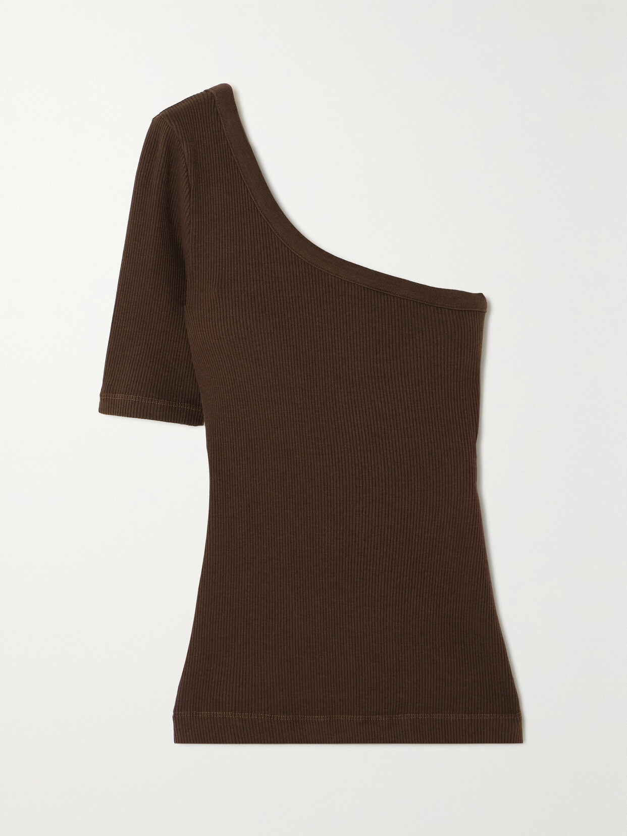 Citizens Of Humanity Savannah One-shoulder Ribbed Jersey Top In Brown