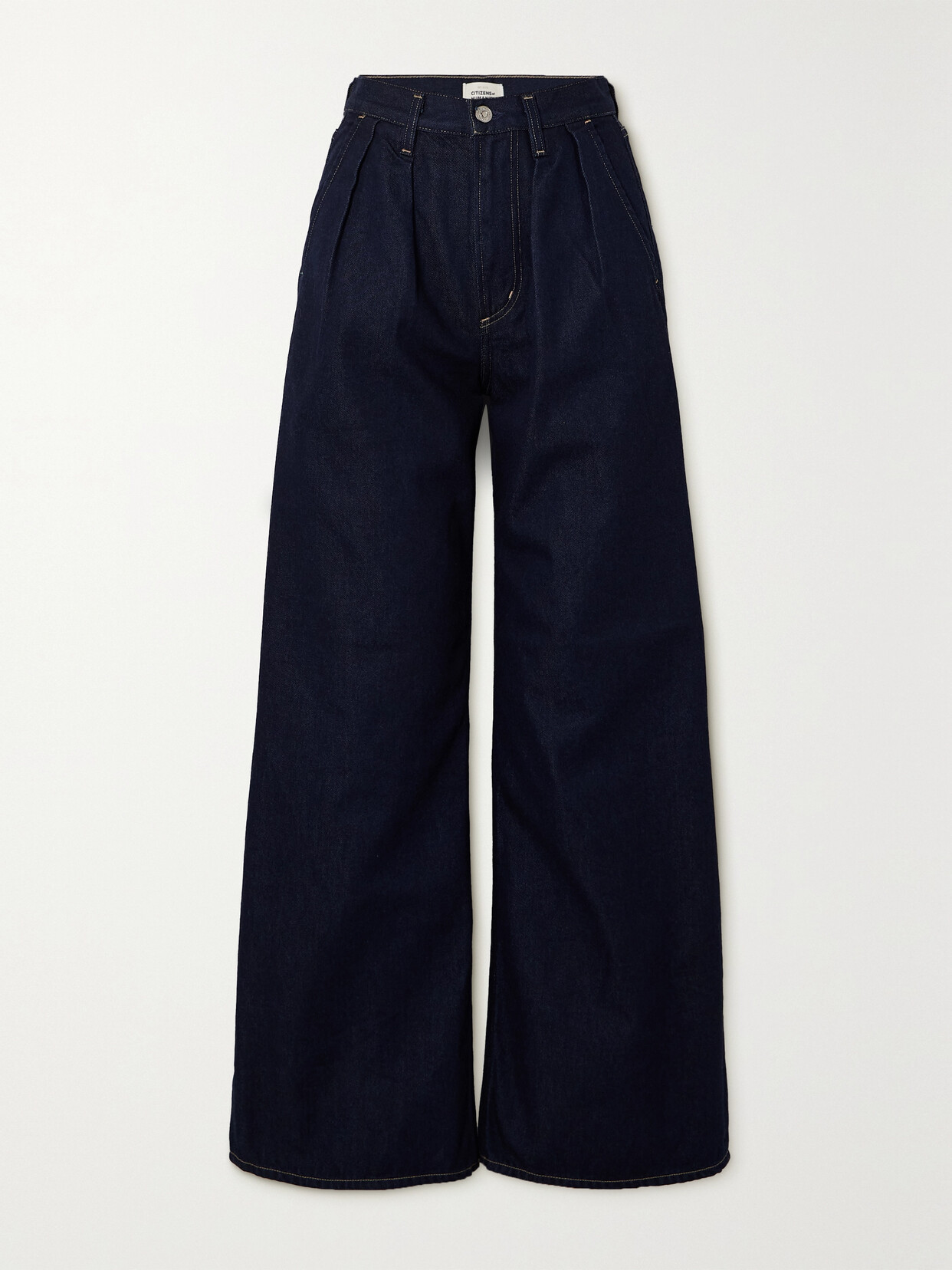 Citizen Of Humanity Maritzy Pleated Wide-leg Organic Jeans In Blue