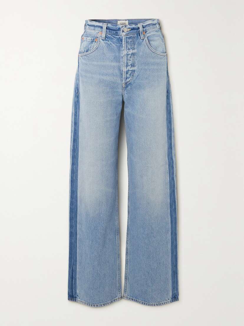 Citizens of Humanity + Net Sustain Ayla Baggy Tuxedo High-rise Wide-leg Two-tone Organic Jeans