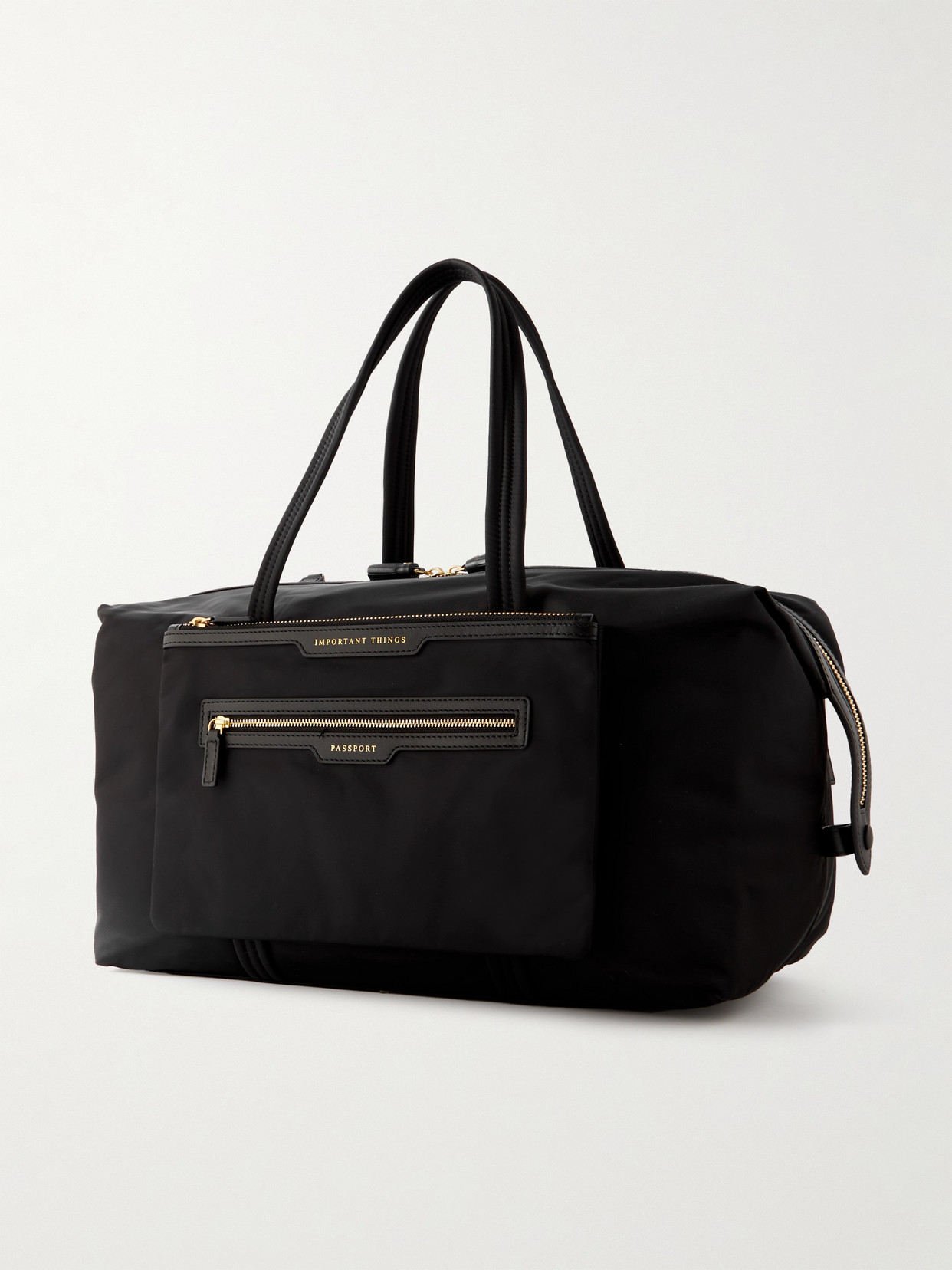 ANYA HINDMARCH IN-FLIGHT LEATHER-TRIMMED ECONYL® WEEKEND BAG 