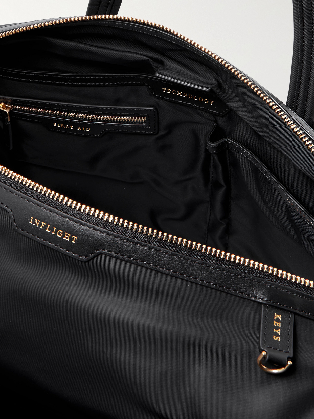 ANYA HINDMARCH IN-FLIGHT LEATHER-TRIMMED ECONYL® WEEKEND BAG 