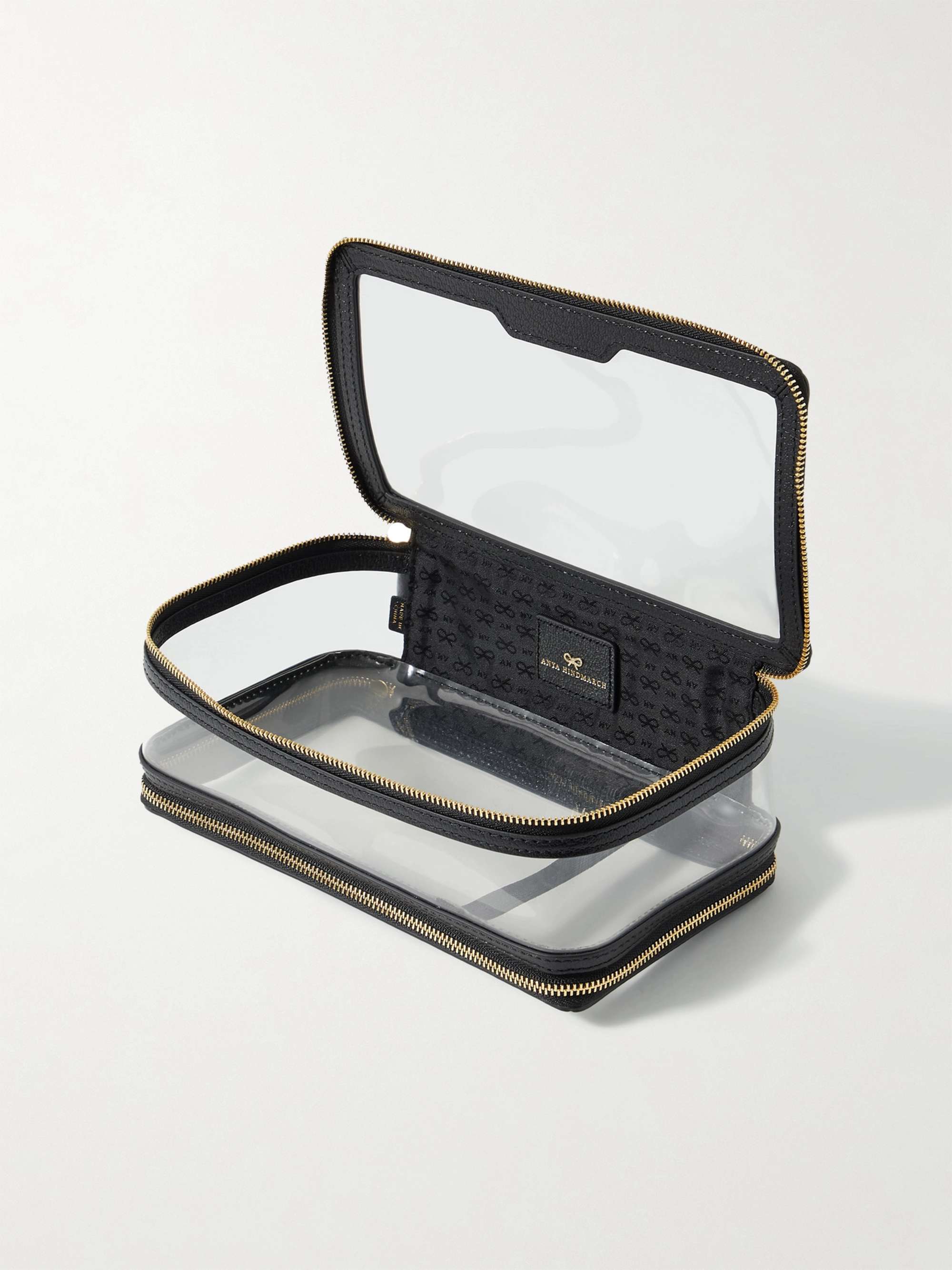 ANYA HINDMARCH In-Flight textured leather-trimmed PVC cosmetics case