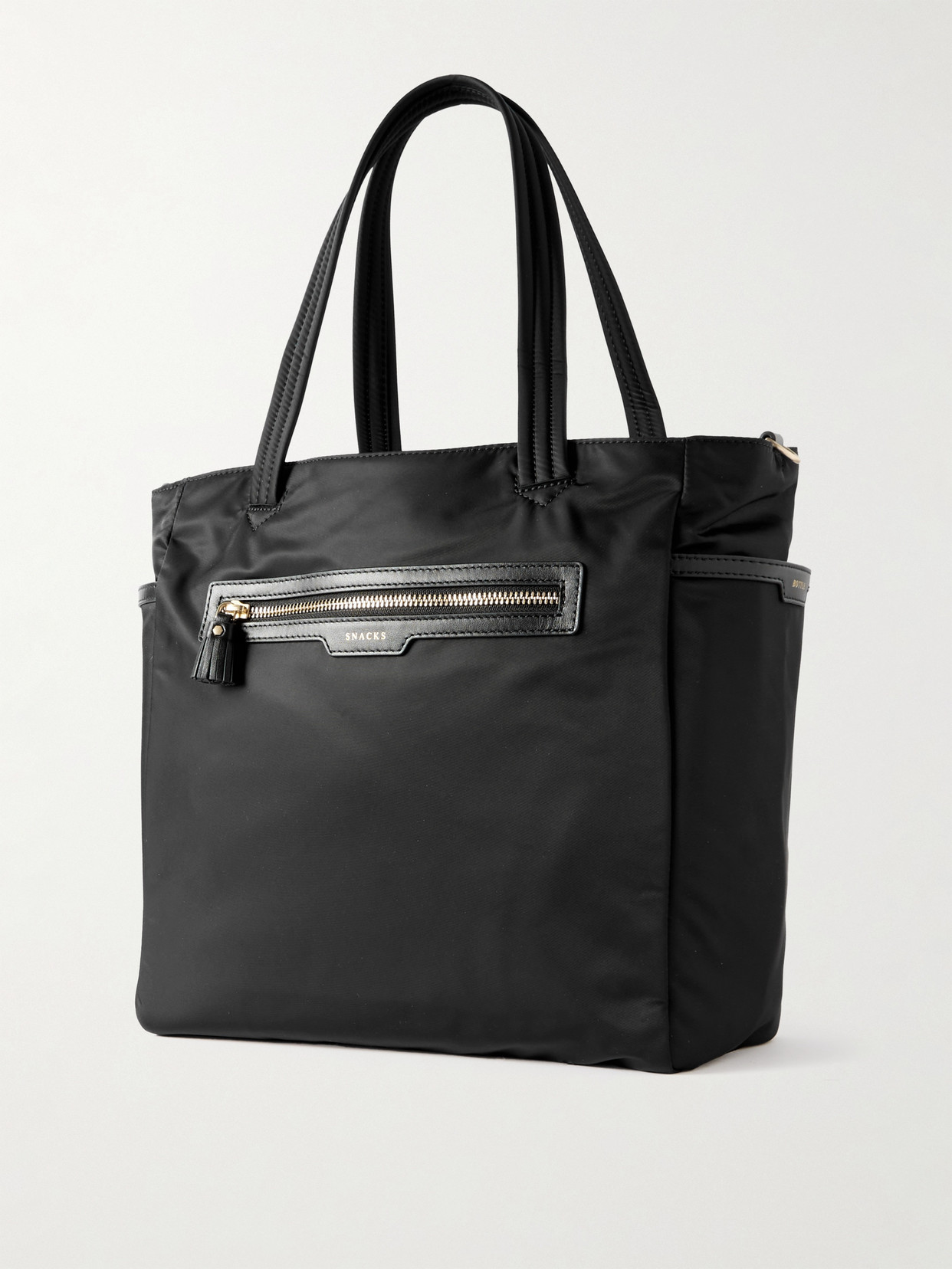 Shop Anya Hindmarch Baby Leather-trimmed Econyl® Tote In Black