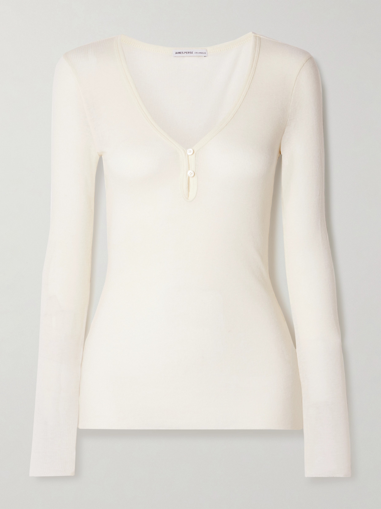 James Perse Ribbed Cotton And Cashmere-blend Top In Ivory