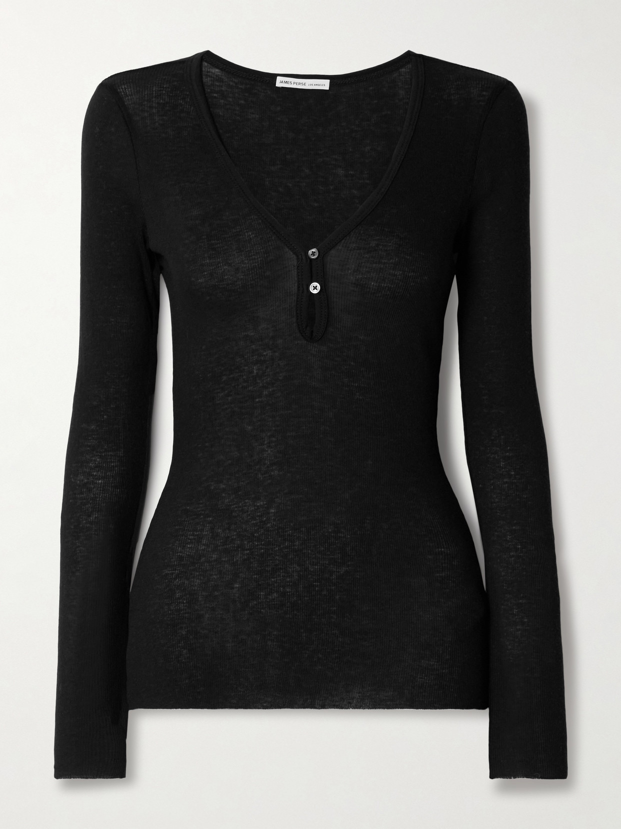 Shop James Perse Ribbed Cotton And Cashmere-blend Top In Black