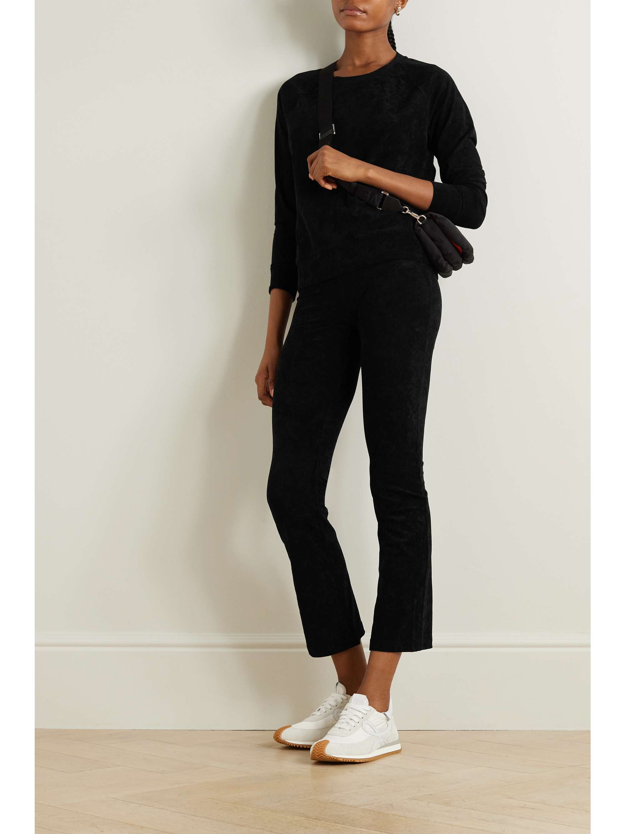 JAMES PERSE Cropped stretch crushed-velvet flared leggings | NET-A-PORTER