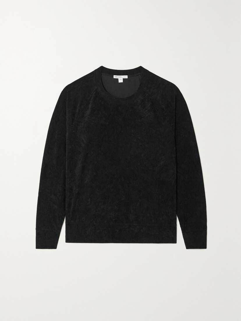 James Perse Crushed-velvet Sweatshirt