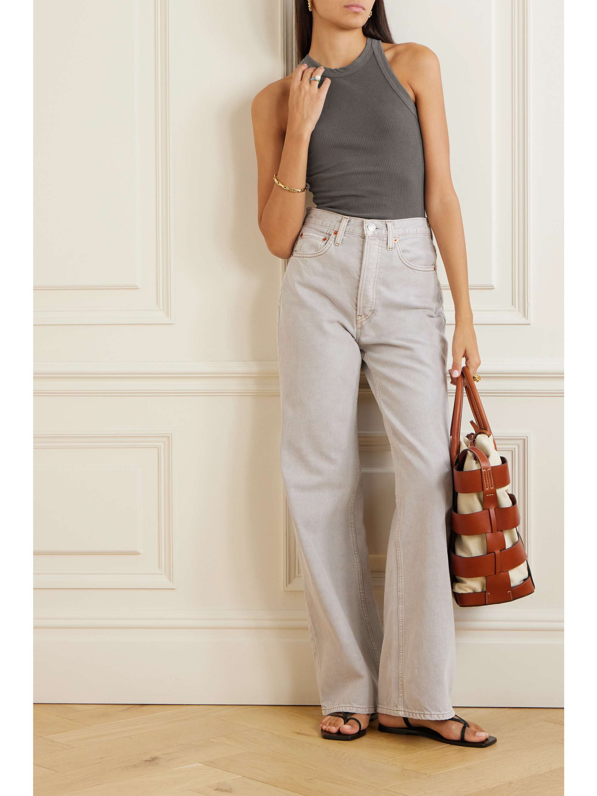 JAMES PERSE Ribbed stretchSupima cotton tank NETAPORTER