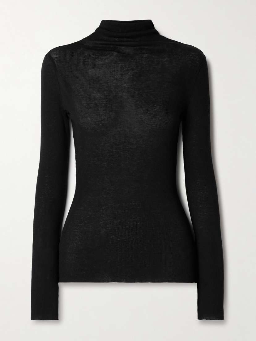 James Perse Ribbed Cotton And Cashmere-blend Turtleneck Top