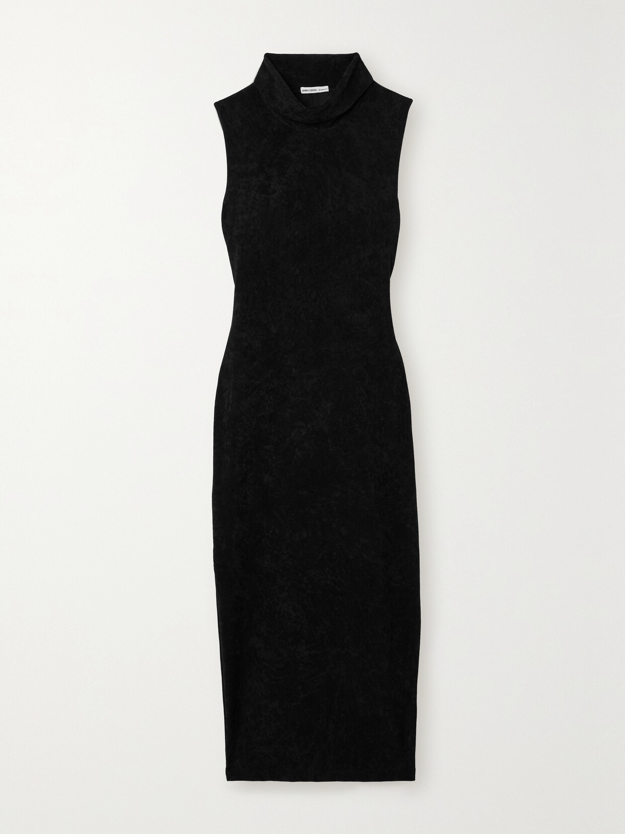 James Perse Stretch-velvet Turtleneck Midi Dress In Black