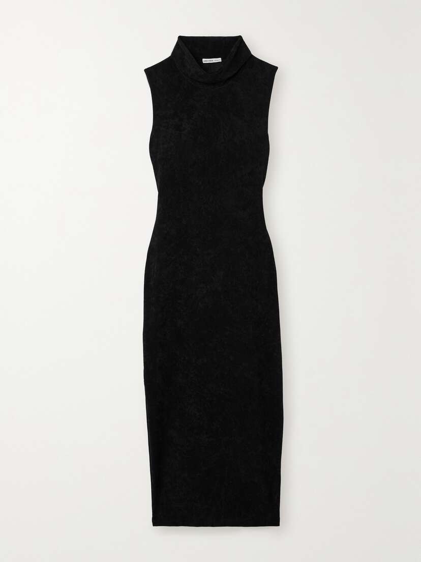 James Perse Stretch-velvet Turtleneck Midi Dress