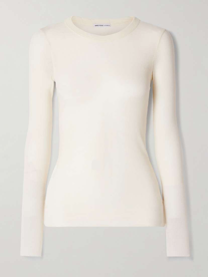 James Perse Ribbed Cotton And Cashmere-blend T-shirt