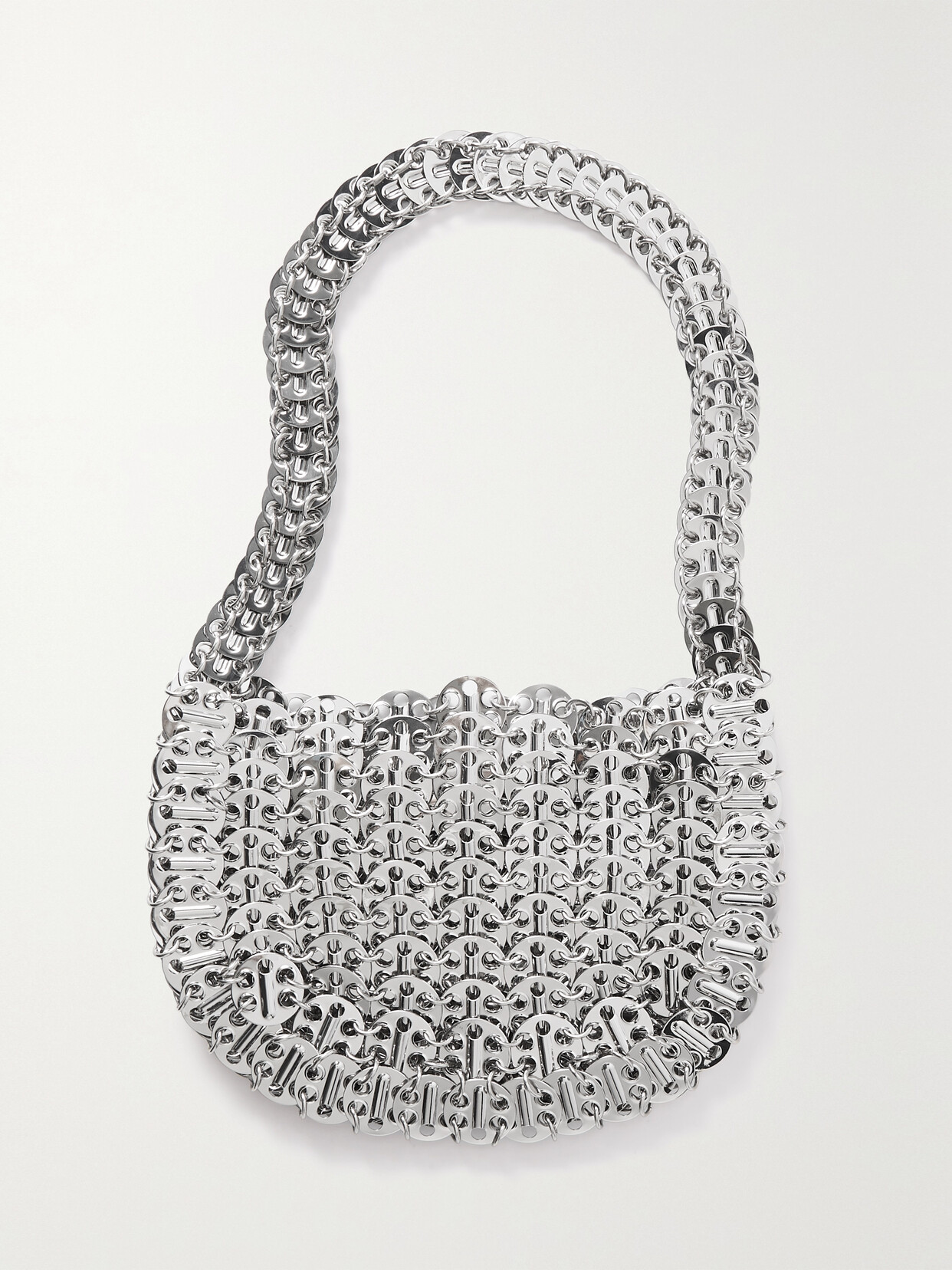 Rabanne 1969 Moon Chainmail Shoulder Bag In Silver