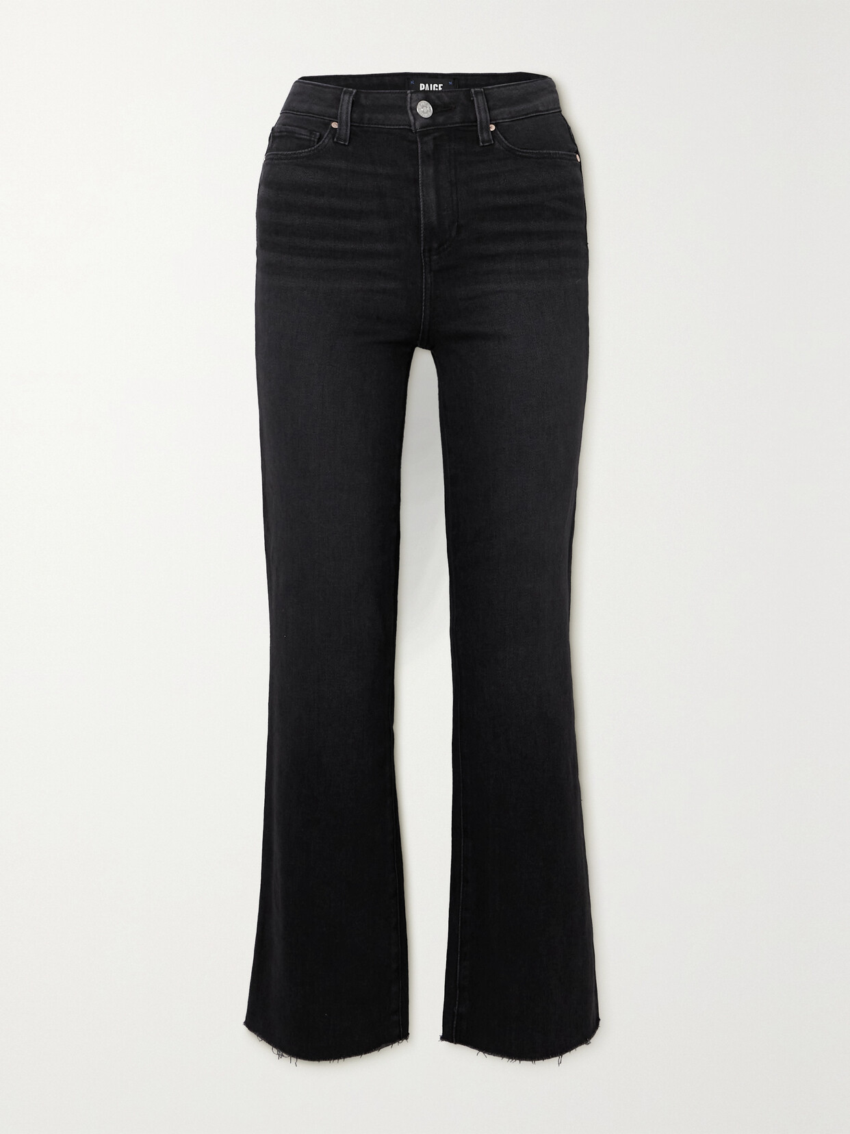 Paige Claudine Cropped High-rise Flared Jeans In Black