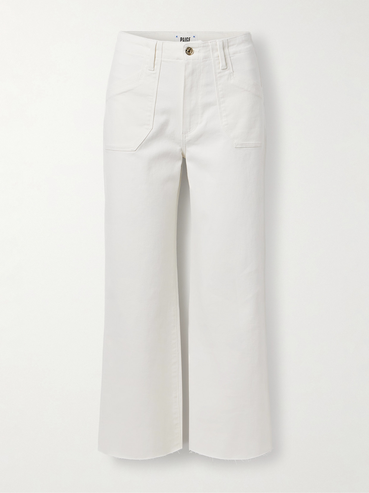 PAIGE - Anessa Cropped High-rise Wide-leg Jeans - White