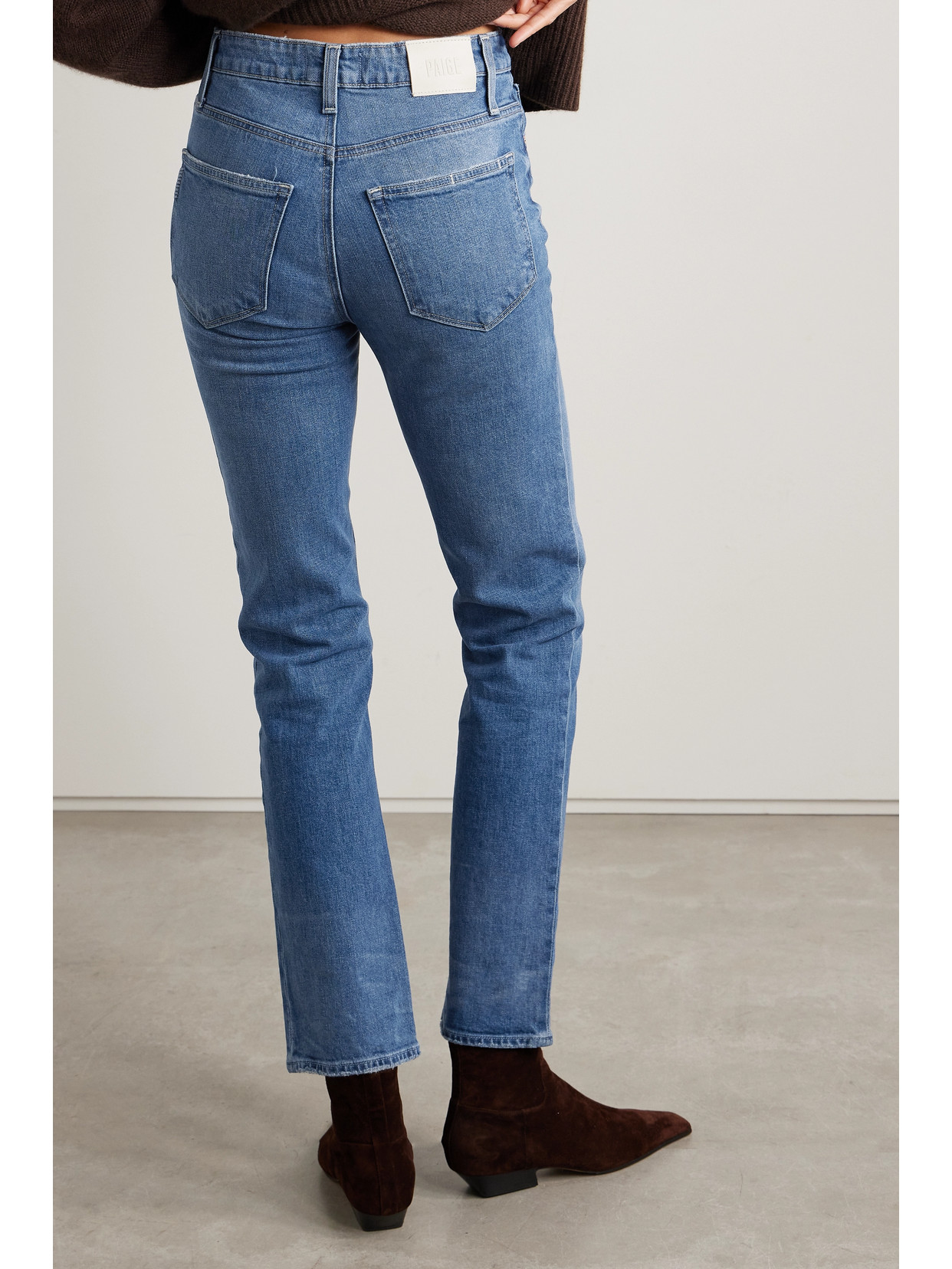 Shop Paige Stella High-rise Straight-leg Jeans In Blue