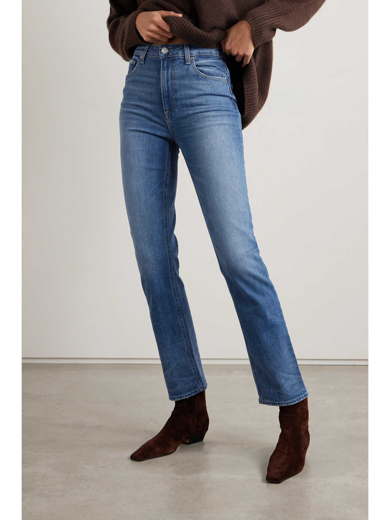 Shop Paige Stella High-rise Straight-leg Jeans In Blue