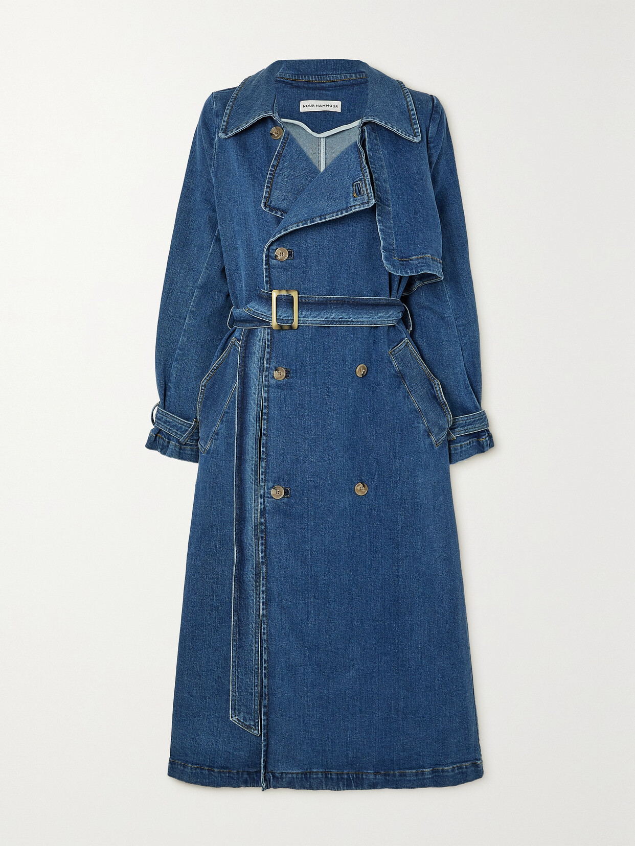 Nour Hammour Harriet Oversized Cotton Trench In Dark Denim