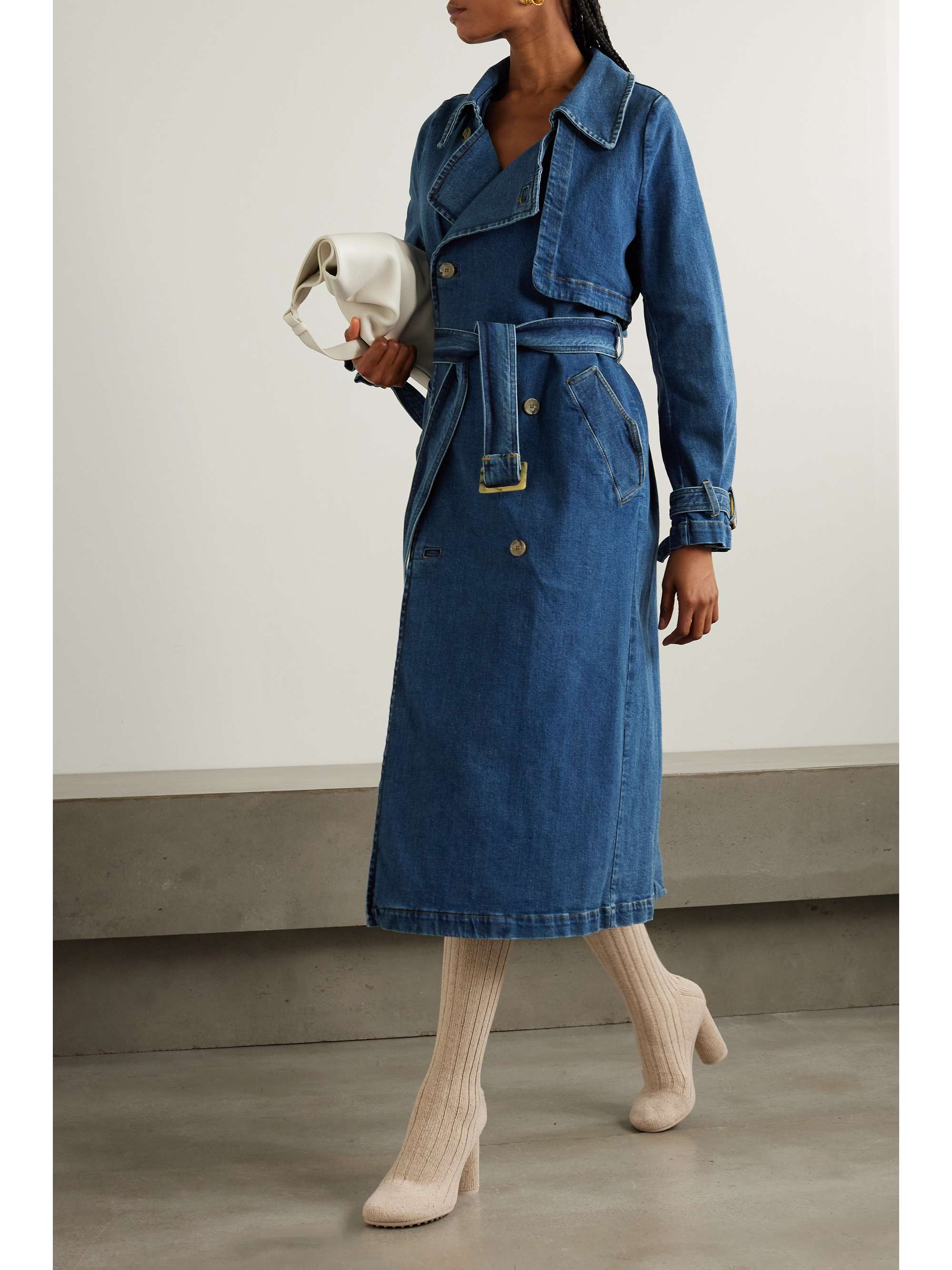 NOUR HAMMOUR Harriet belted denim trench coat | NET-A-PORTER