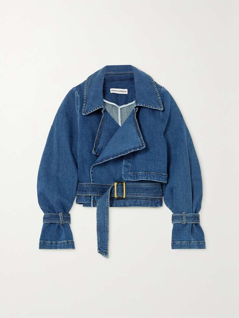 Nour Hammour Hatti Cropped Belted Denim Jacket