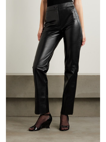 NOUR HAMMOUR + NET SUSTAIN Tory paneled leather straight-leg pants