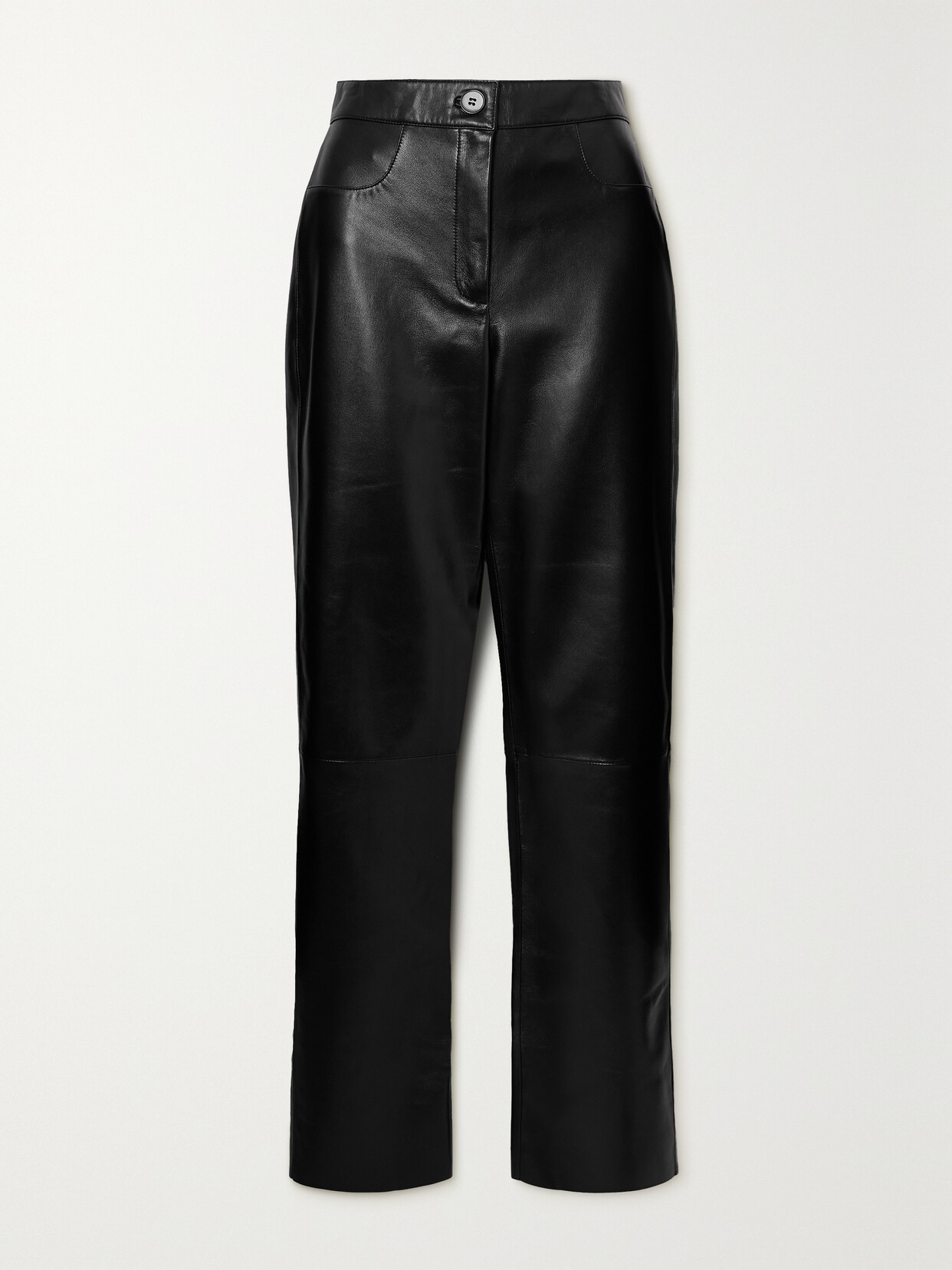 Nour Hammour + Net Sustain Tory Paneled Leather Straight-leg Pants In Black