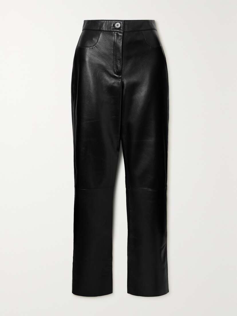 Nour Hammour + Net Sustain Tory Paneled Leather Straight-leg Pants