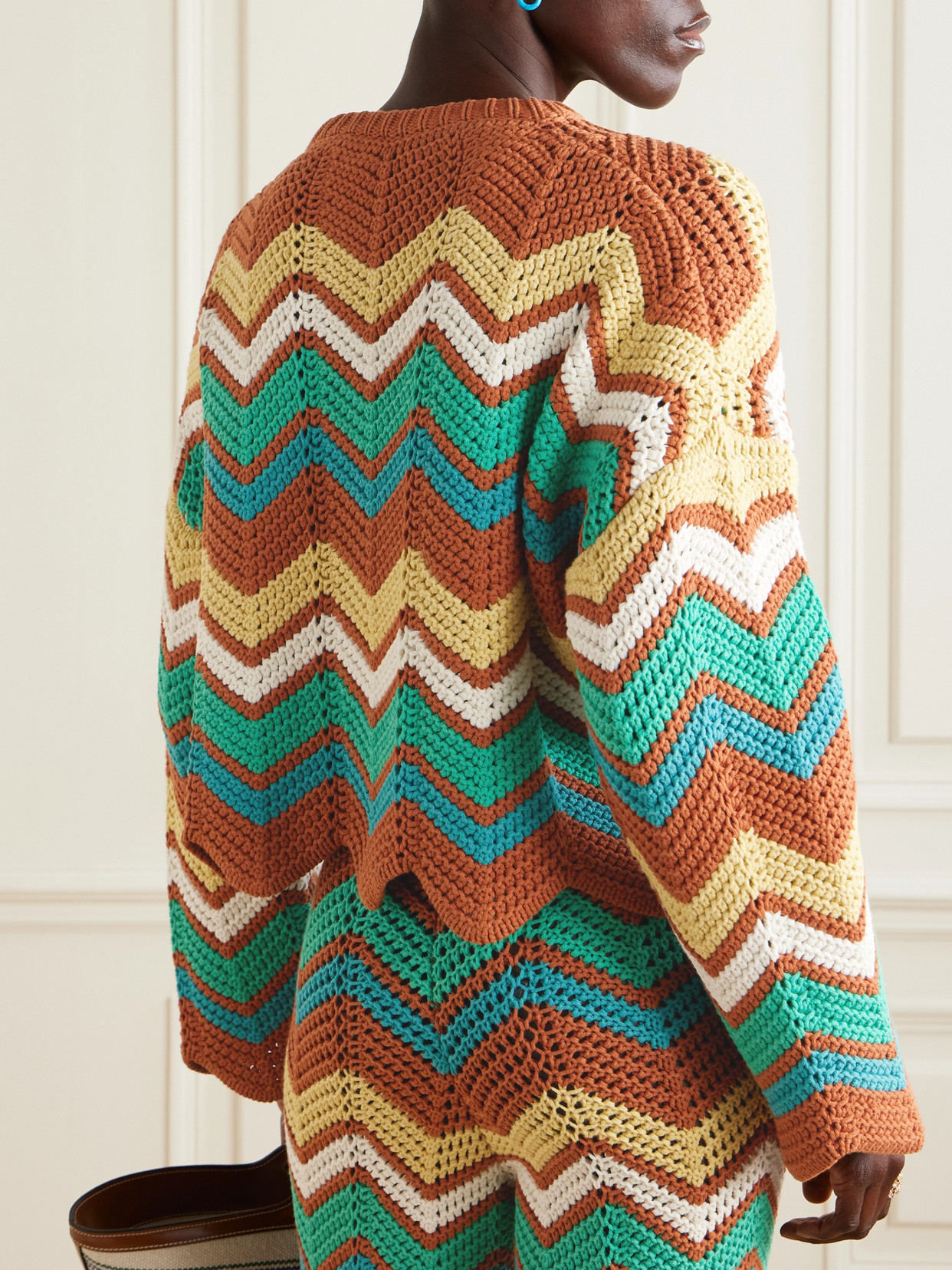 Alanui Kaleidoscopic Striped Crocheted Cotton-blend Sweater In Multi