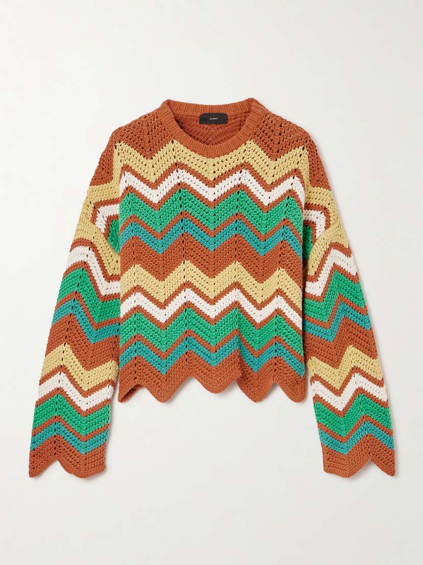 Alanui Kaleidoscopic Striped Crocheted Cotton-blend Sweater