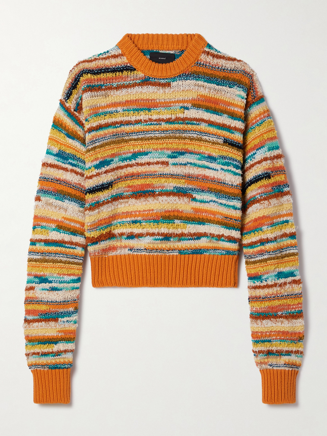 Shop Alanui Madurai Striped Open-knit Cotton-blend Sweater In Multi