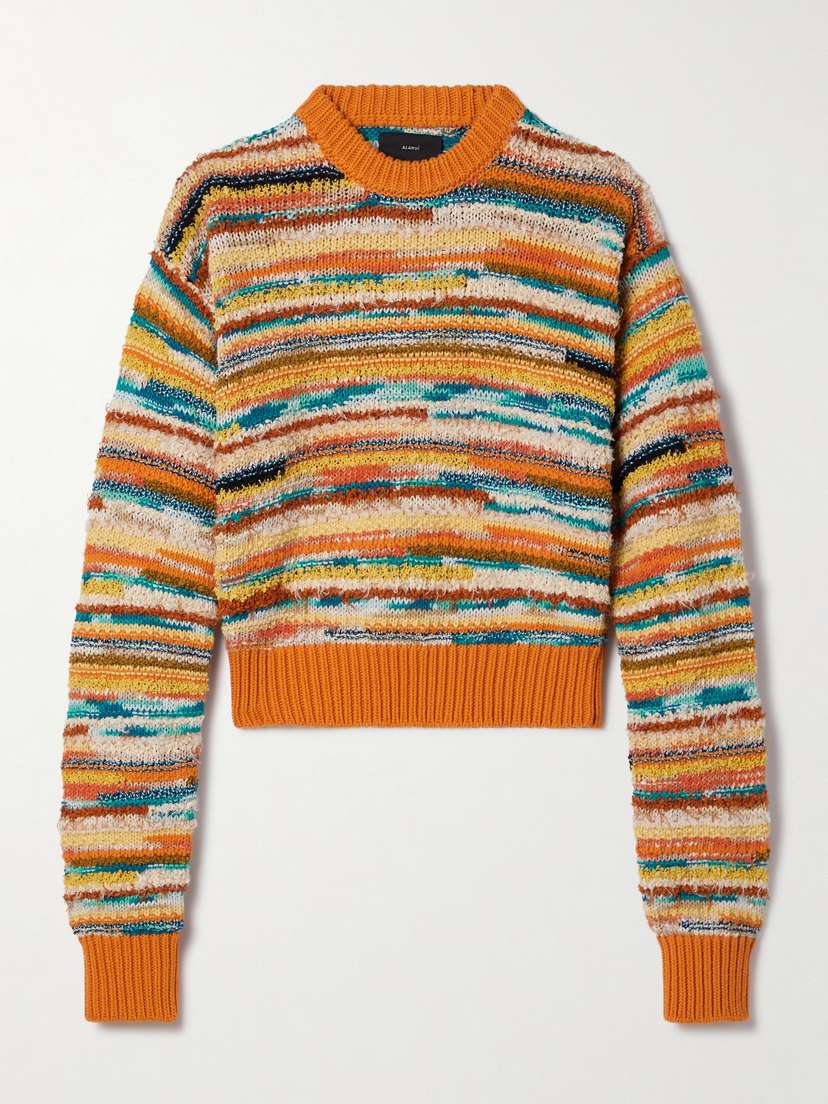 Alanui Madurai Striped Open-knit Cotton-blend Sweater