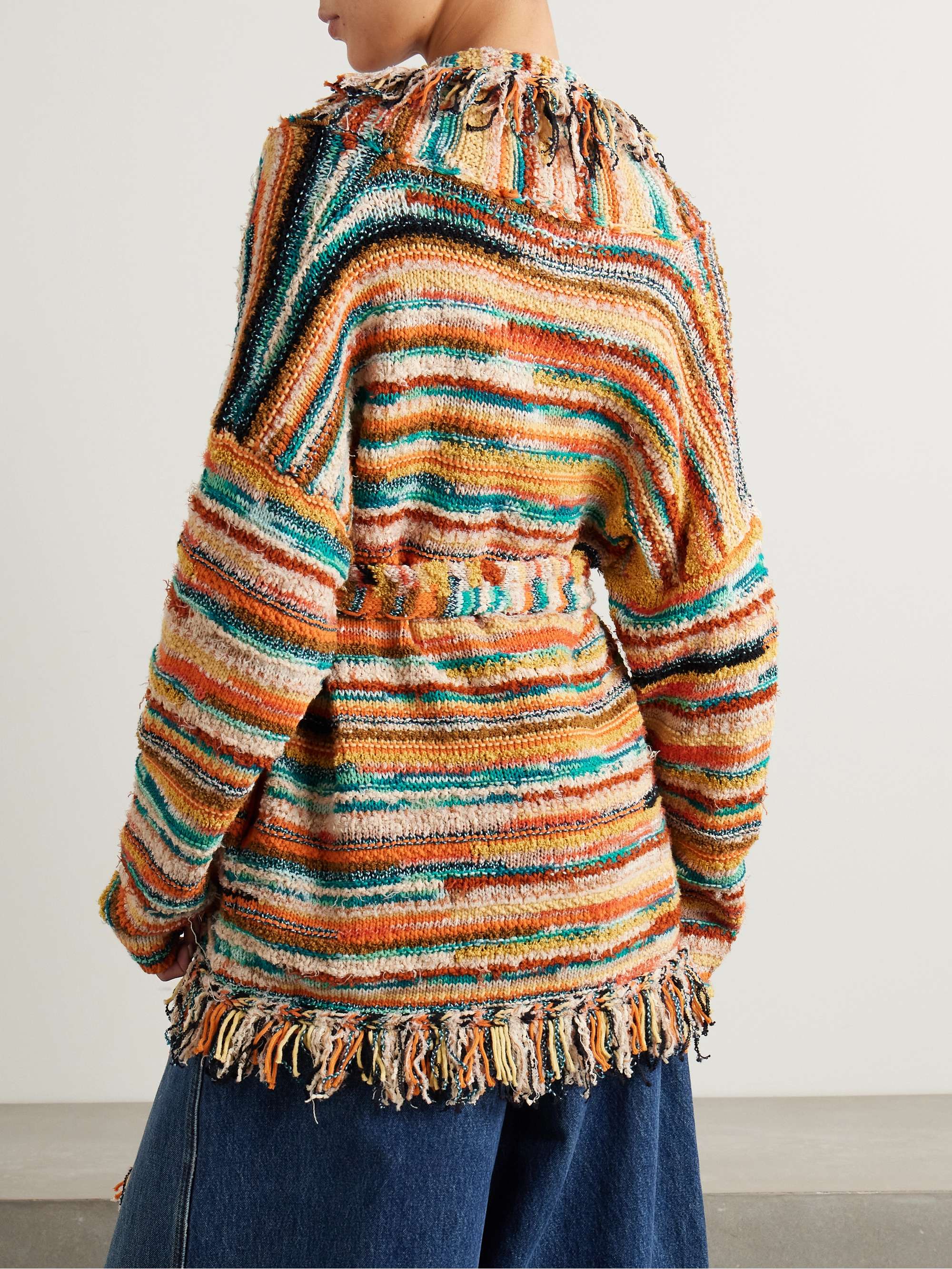 ALANUI Madurai fringed striped cotton-blend cardigan | NET-A