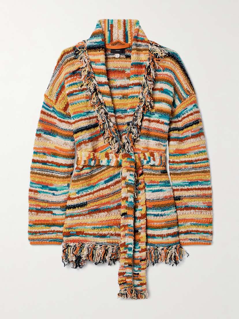 Alanui Madurai Fringed Striped Cotton-blend Cardigan