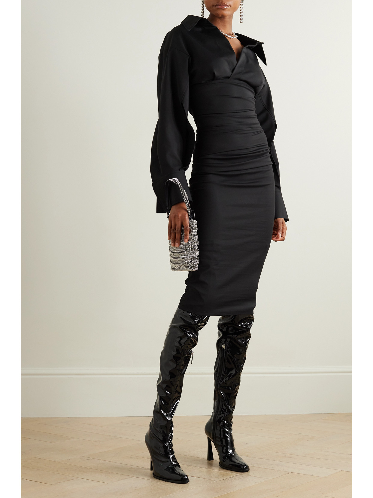Maticevski Indicate Draped Cutout Stretch-jersey Midi Dress In Black