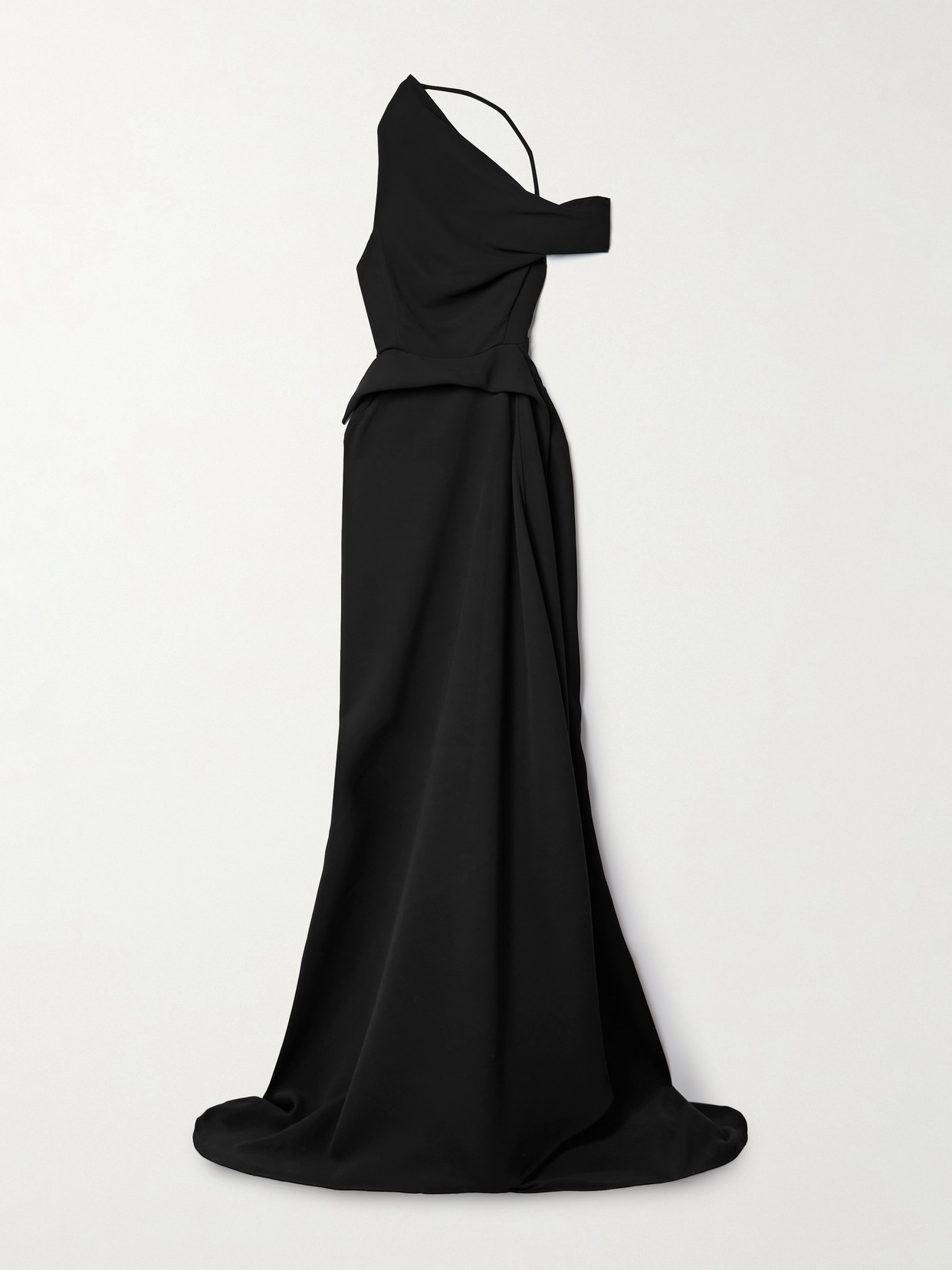 Shop Maticevski Aspect Asymmetric Draped Cutout Crepe Gown In Black