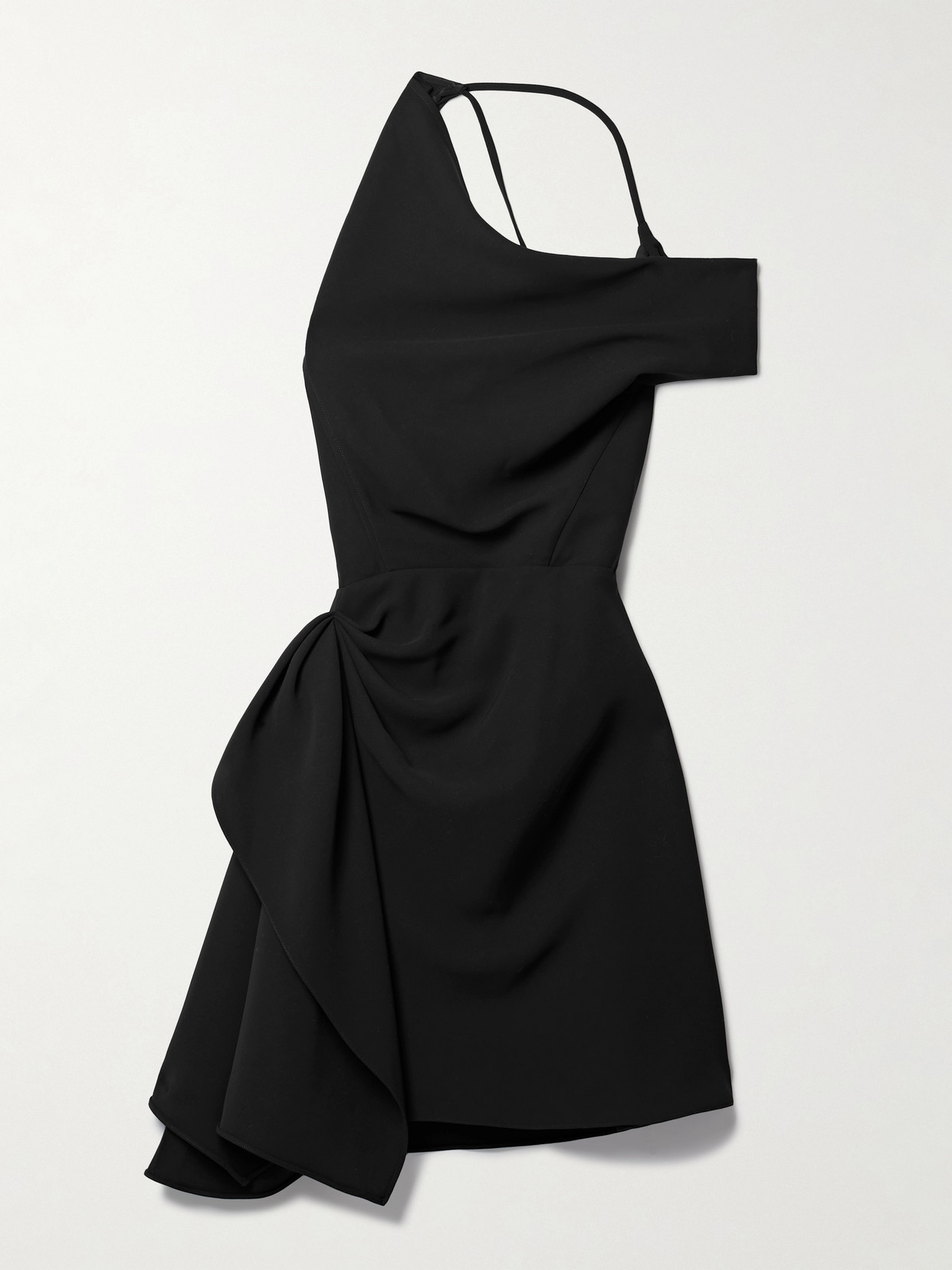 Maticevski Dossier Asymmetric Draped Cutout Crepe Mini Dress In Black