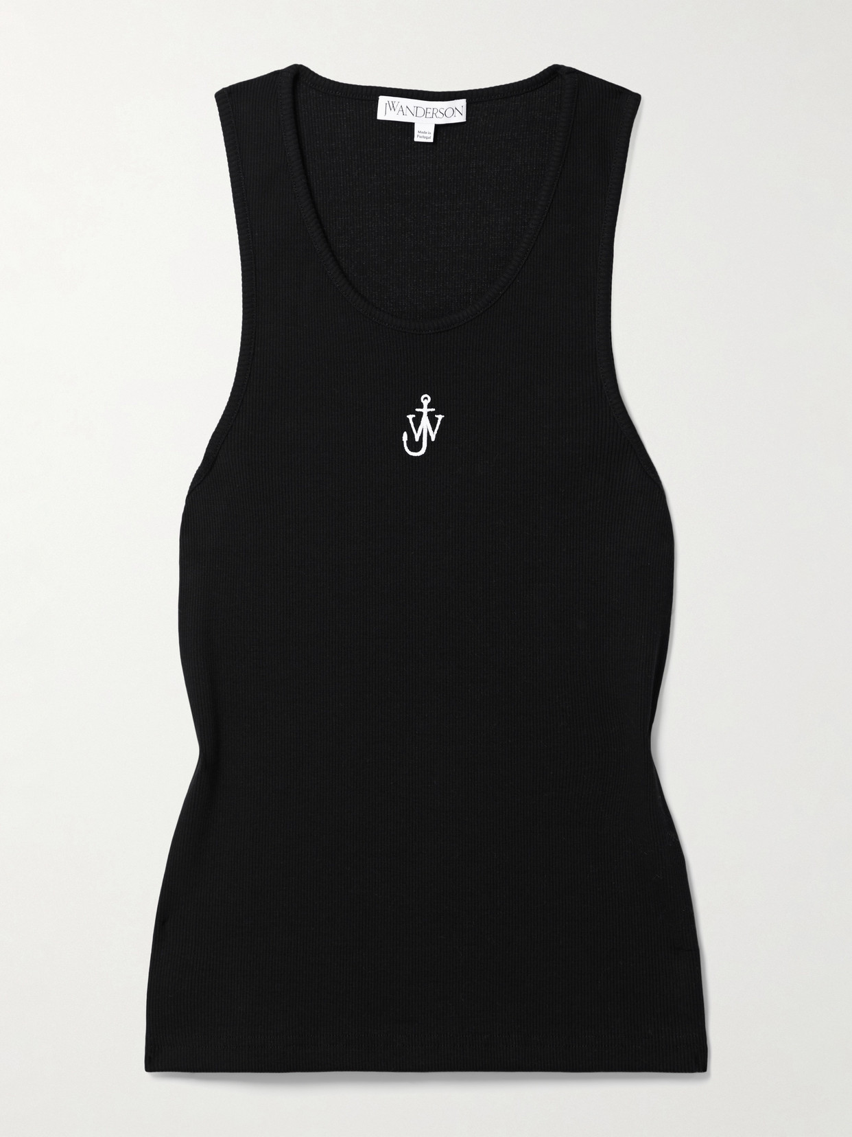 Jw Anderson Embroidered Ribbed-jersey Tank In Black