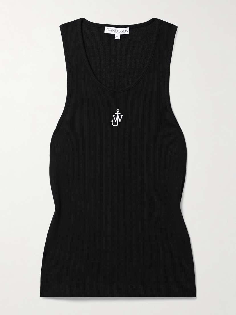 JW Anderson Embroidered Ribbed-jersey Tank - x large