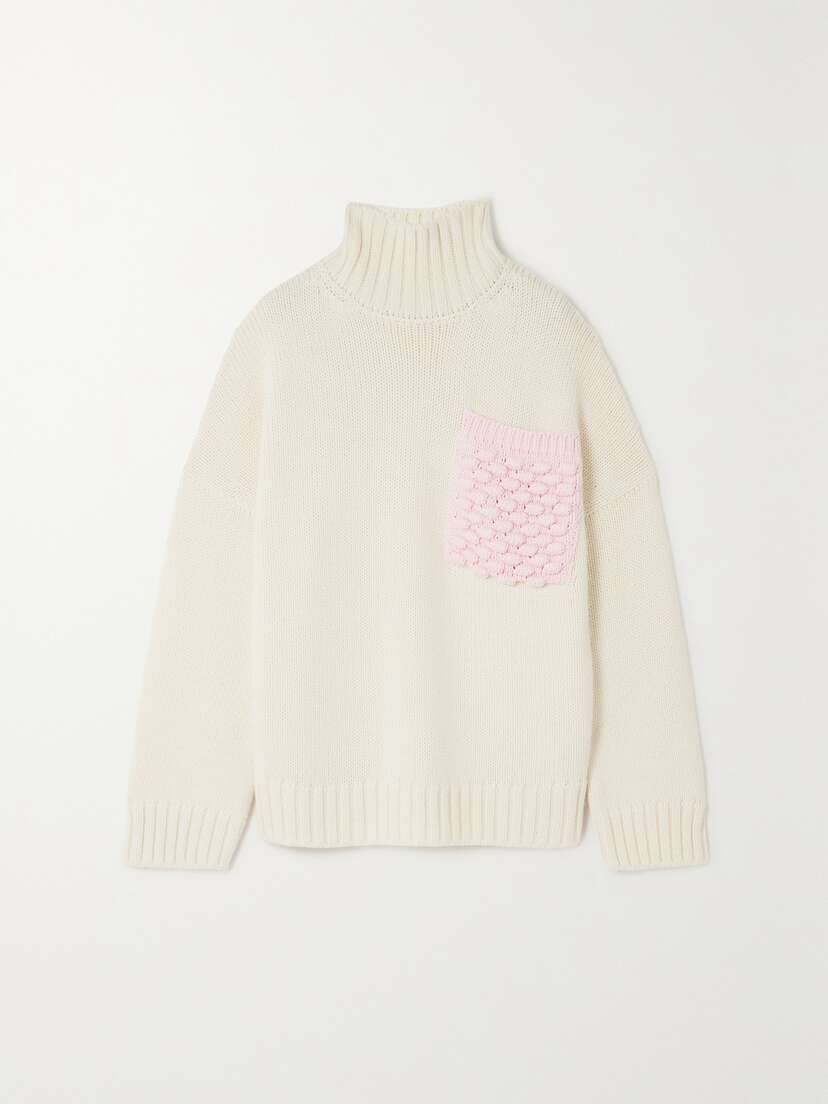 JW Anderson Oversized Cotton-paneled Knitted Turtleneck Sweater - x large