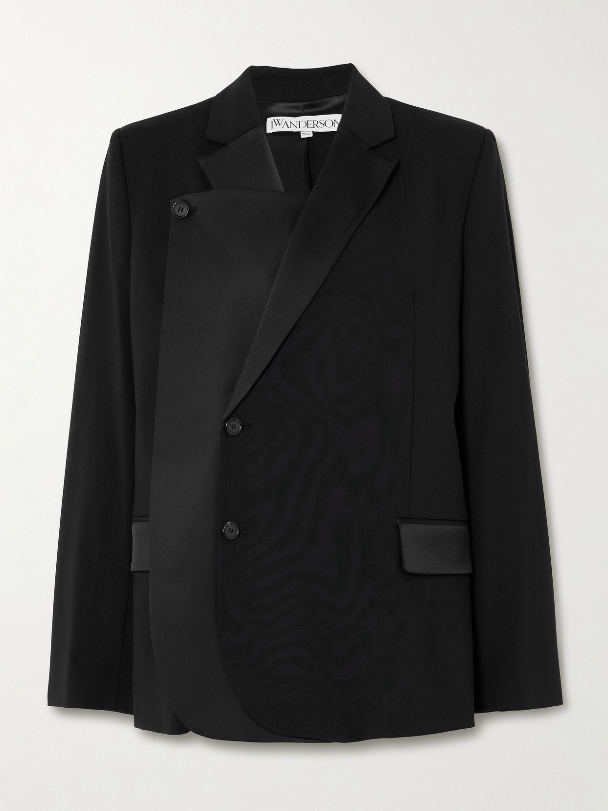 Shop Jw Anderson Double-breasted Asymmetric Wool-blend Blazer In Black