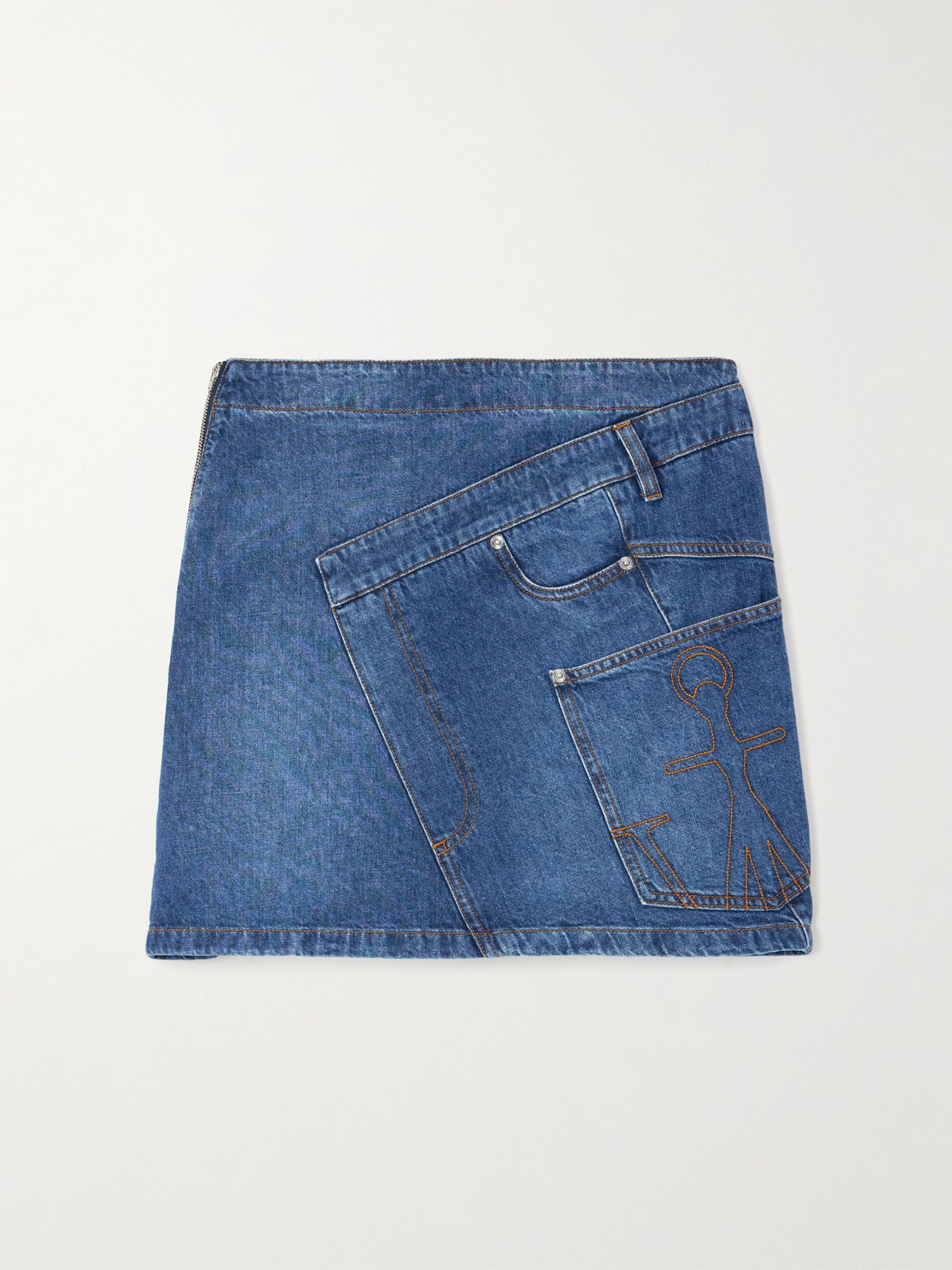 JW Anderson - Embroidered Denim Mini Skirt - Blue