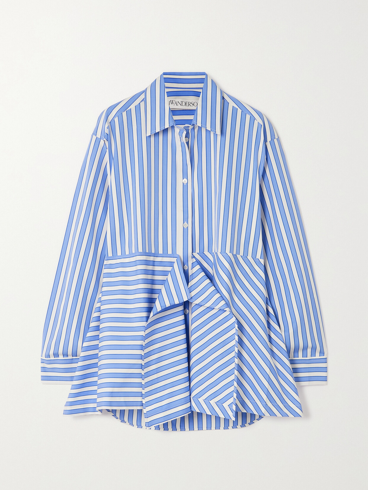 JW Anderson - Striped Cotton-poplin Peplum Shirt - Blue