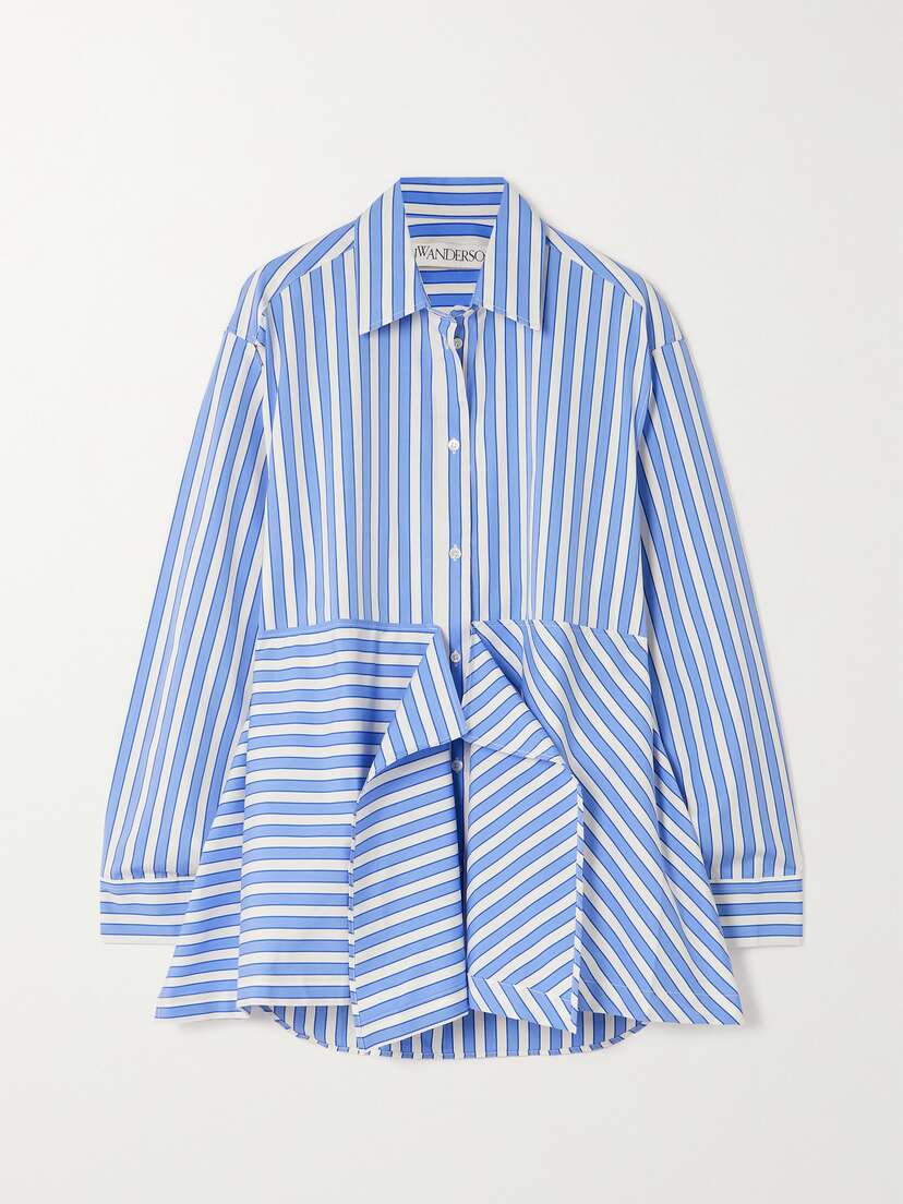 JW Anderson Striped Cotton-poplin Peplum Shirt - UK 14