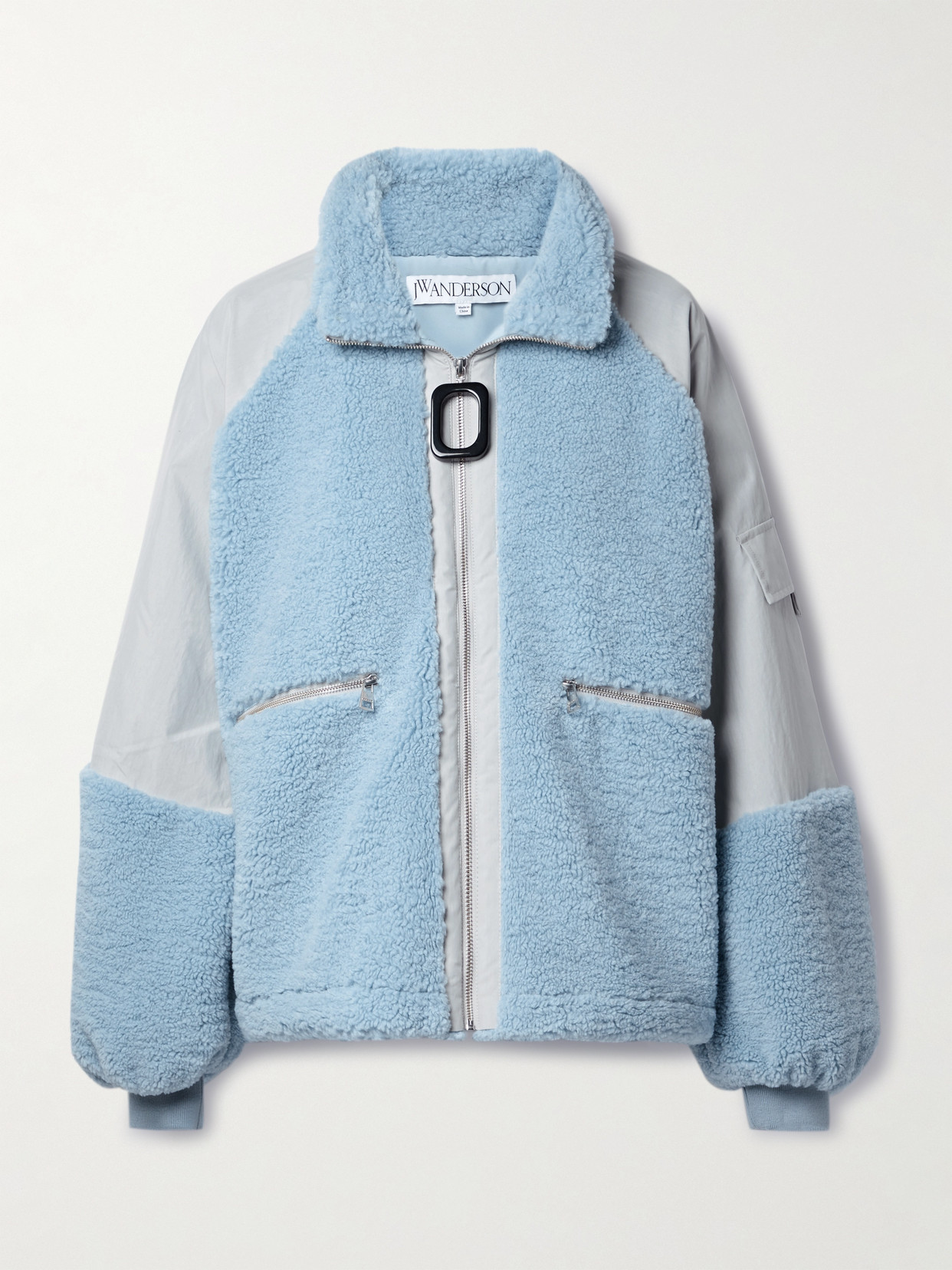 Jw Anderson Oversized Paneled Shell And Cotton-blend Fleece Jacket In Blue