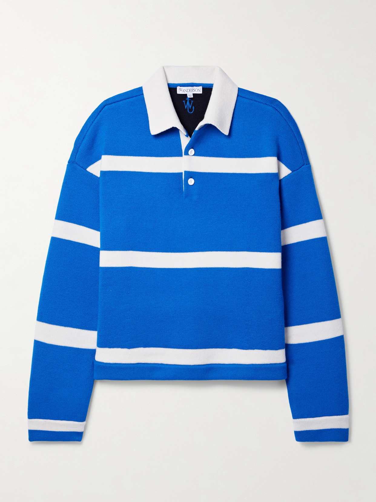 Jw Anderson Striped Wool-blend Jumper In Blue