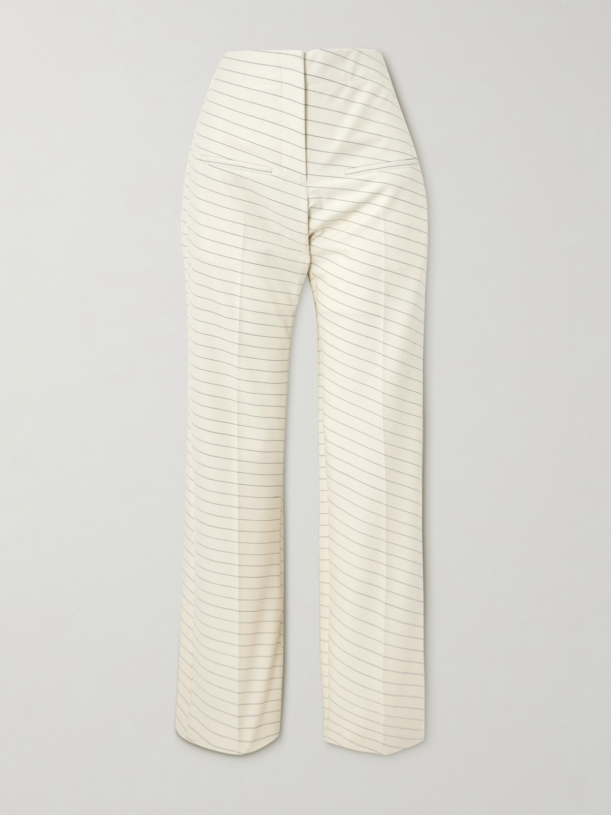 Jw Anderson Pinstriped Wool-blend Drill Straight-leg Trousers In White