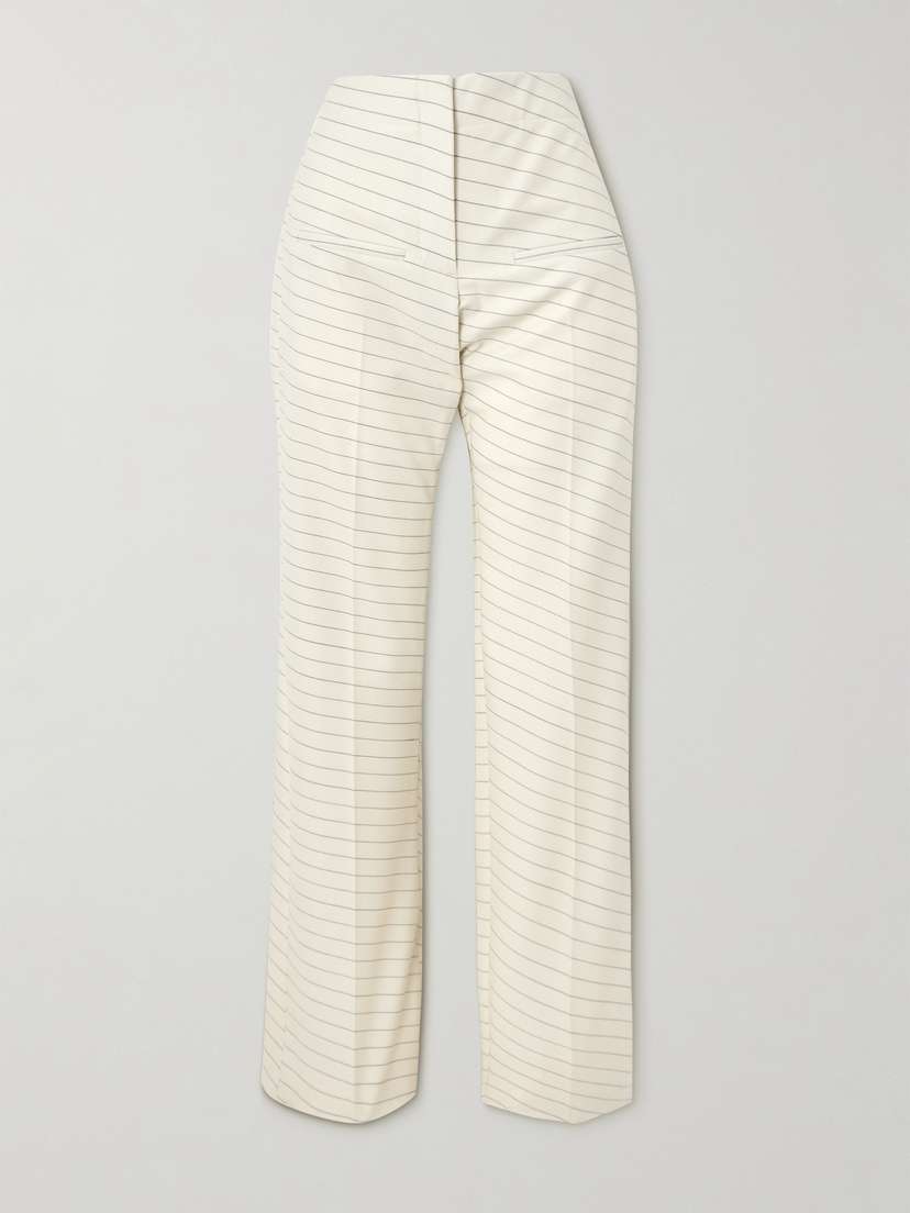 JW Anderson Pinstriped Wool-blend Drill Straight-leg Pants - UK 14