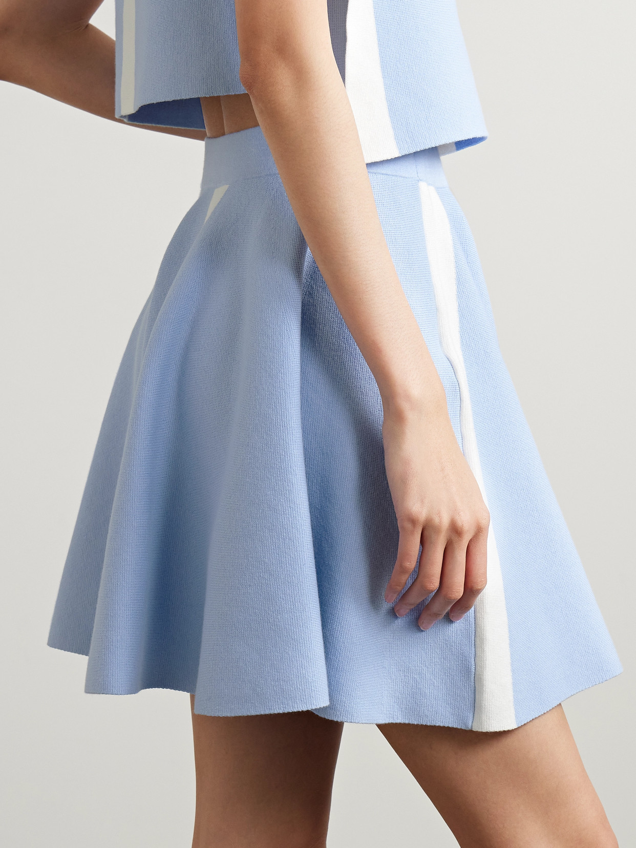 Shop Jw Anderson Striped Cotton-blend Mini Skirt In Blue